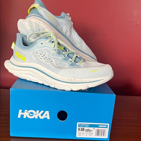 Hoka Shoes - New Hoka Kawana 2 Sneakers - Soft Blue and Lime